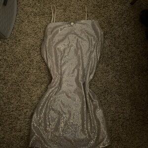 Elegant Silver Sequin Dress